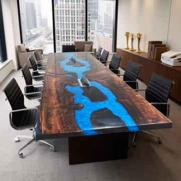 Metropolis Current” – Black Walnut Live Edge Conference Table