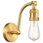 Innovations Lighting - Double Swivel 1 Light 5" Sconce, Satin Gold Finish - One of our largest and original collections, the Franklin Restoration is made up of a vast selection of heavy metal finishes and a large array of metal and glass shades that bring a touch of industrial into your home.