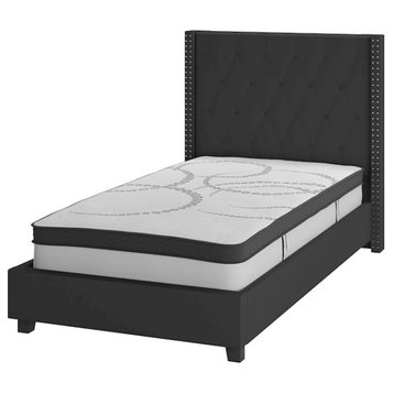 Flash Furniture Riverdale Twin Platform Bed Set, Black, HG-BM10-37-GG