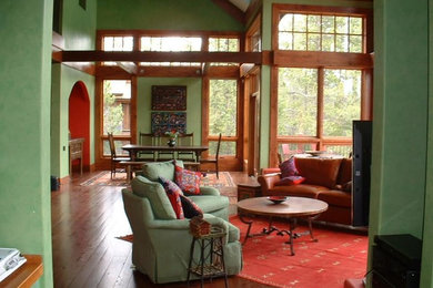 Living room - rustic living room idea in Calgary