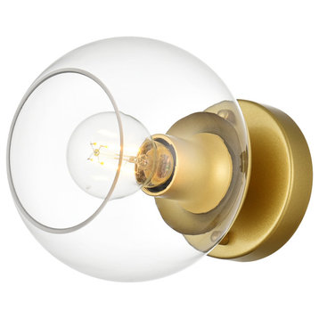 1 Light Brass And Clear Bath Sconce