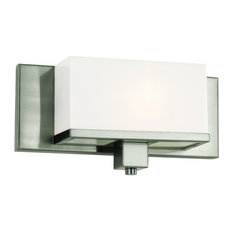 Brushed Nickel and Acrylic Cube 1-Light Bath/Wall Sconce
