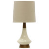 Ceramic Table Lamp, White Washed Wood/Cream Finish, Heathered Oatmeal Shade