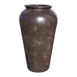 Mexican Glazed Anzio Urn Cocoa - Outdoor Pots And Planters