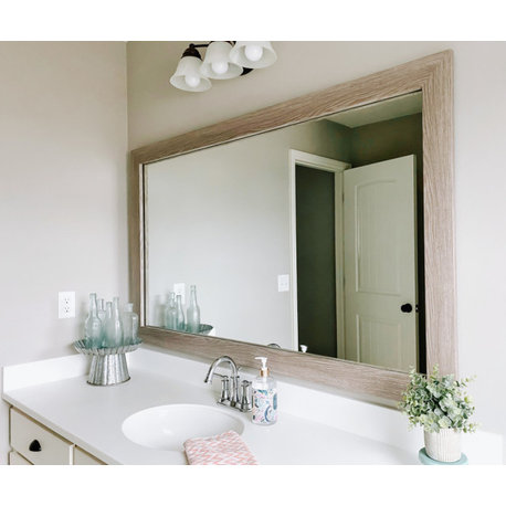 Pendleton Framed Wall Mirror, Driftwood Textured, 28" X 36"