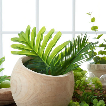 Serene Spaces Living 10" Paulownia Wood Fishbowl Vase