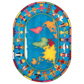 Hands Around the World 5'4" x 7'8" Oval area rug, color Multi