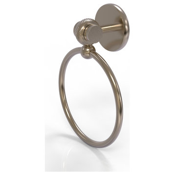 Satellite Orbit Two Towel Ring With Twist Accent, Antique Pewter