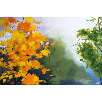"Mist IV" (24"X 36") Original Abstract Trees Painting Fall