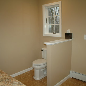 Traditional Cognac(Antique Black Glaze)Bathroom Remodel w Linen tower & mirrors