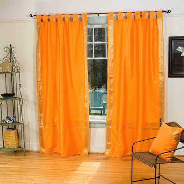 Pumpkin  Tab Top  Sheer Sari Curtain / Drape / Panel   - 80W x 120L - Pair