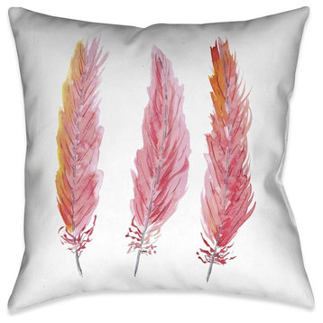 Pink Feathers Decorative Pillow, 18"x18"
