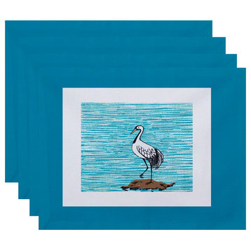 18"x14" Sandbar, Animal Print Placemat, Set of 4, Turquoise
