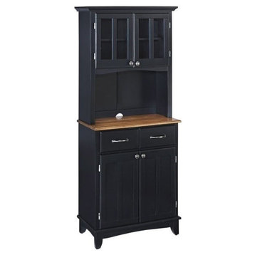 Bowery Hill Buffet with 2 Door Panel Hutch in Black