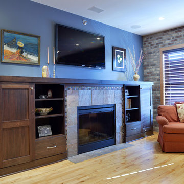 Crystal Cabinets- Contemporary Fireplace Built In