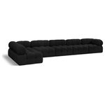 Meridian Furniture - Ames Boucle Fabric L-Shaped Modular Sectional, Black, 6-Piece: 4 Armless Chair, 2 Corner Chair - Introduce a touch of modern sophistication to your living area with the exquisite Ames Boucle Fabric Sectional. With plush black boucle fabric and unique design, it will elevate the visual appeal of your living space. This elegant and captivating sectional can be mixed and matched with other pieces from the collection to create an endless array of stunning looks. So, get ready to transform your living area into an inviting and stylish haven with the Ames Boucle Fabric Sectional.