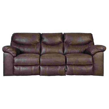 Benzara BM262344 Manual Reclining Sofa With Fabric Upholstery/Pull Tab, Brown
