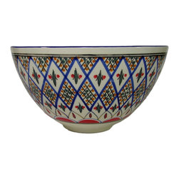 Le Souk Ceramique - Deep Stoneware Salad Bowl Tabarka Design - Serving And Salad Bowls
