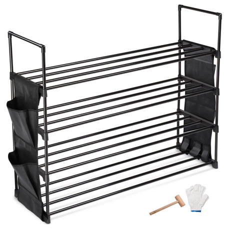 4 Tier Metal Shoe Rack Shelf 16 Pairs Storage Organizer Holder Stand Entryway