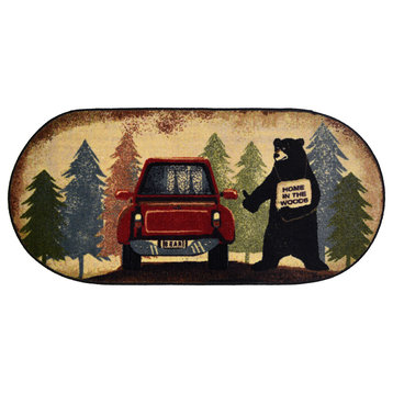 Cozy Cabin Hitchhiking Bear Lodge 20"x44" Accent Rug