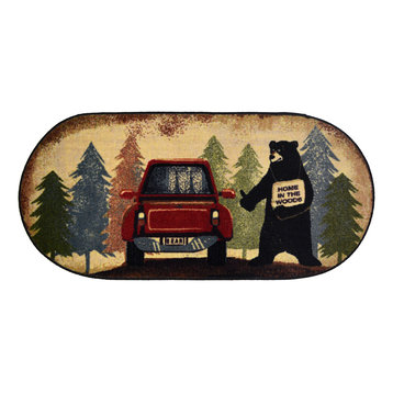 Cozy Cabin Hitchhiking Bear Lodge 20"x44" Accent Rug