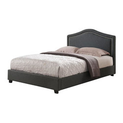Upholstered Nailhead King Platform Bed - Dark Gray - Platform Beds