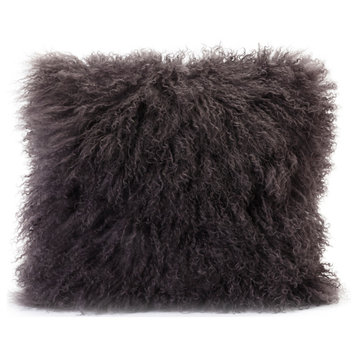 Contemporary Lamb Fur Pillow Grey - Grey