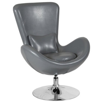 Flash Furniture Leather Egg Chair in Gray
