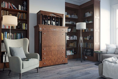 Luxury walnut cabinet (secretaire) & bookcase