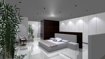 contemporary bedroom with ensuite