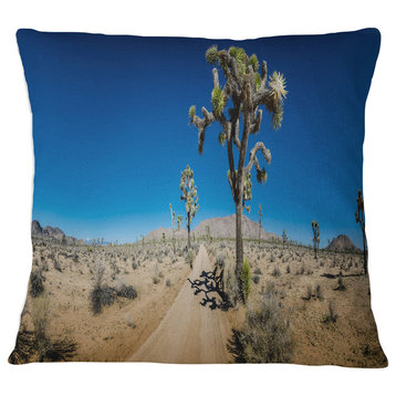 Sandy Desert Road Panorama Landscape Wall Throw Pillow, 16"x16"
