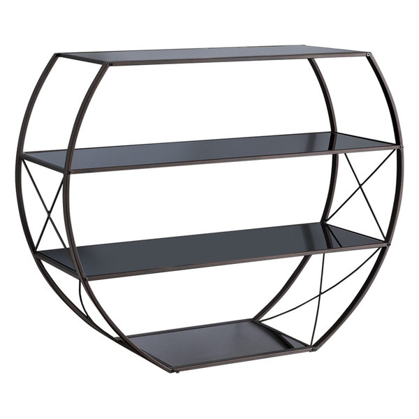 Pewter Metal & Black Tempered Glass Modern Entryway Console Table w/ 4
