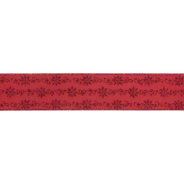 GlittePoinsettia Christmas WiCraft Ribbon 2.5" x 10 Yards