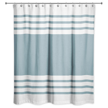 Farmhouse Stripe Shower Curtain, Teal