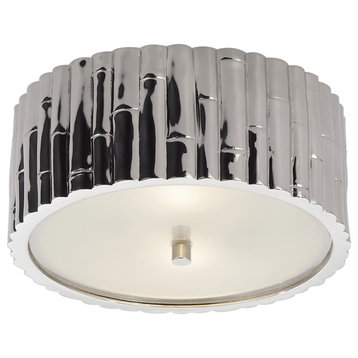 Frank Small Flush Mount in Polished Nickel with Frosted Glass