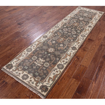 3'x10' Oushak Hand Knotted Wool Runner Rug, Q1281