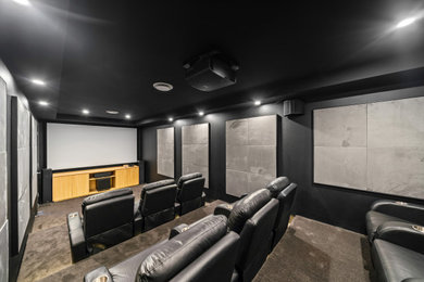 Design ideas for a modern home theatre in Sydney.