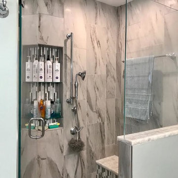 White Contemporary Bathroom Remodel