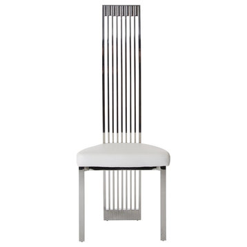 Modrest Elise 18" Modern Stainless Steel & Faux Leather Dining Chair in White