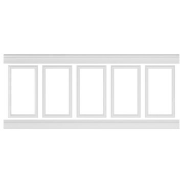 94.5"L Ashford Square Traditional Wainscot Paneling Kit, 40-44"H, 16x28" Panels