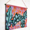 Wall tapestry, tapesrty wall hanging, banana leaf art, tropical art, botanical