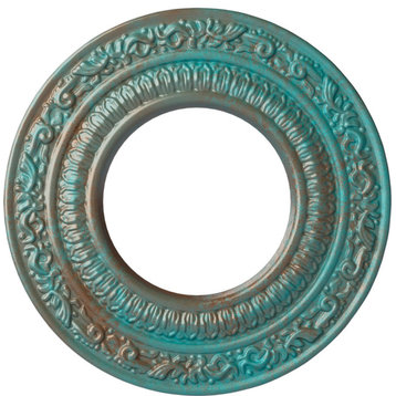 8 1/8"OD x 4 1/8"ID x 1/2"P Andrea Ceiling Medallion, Copper Green Patina
