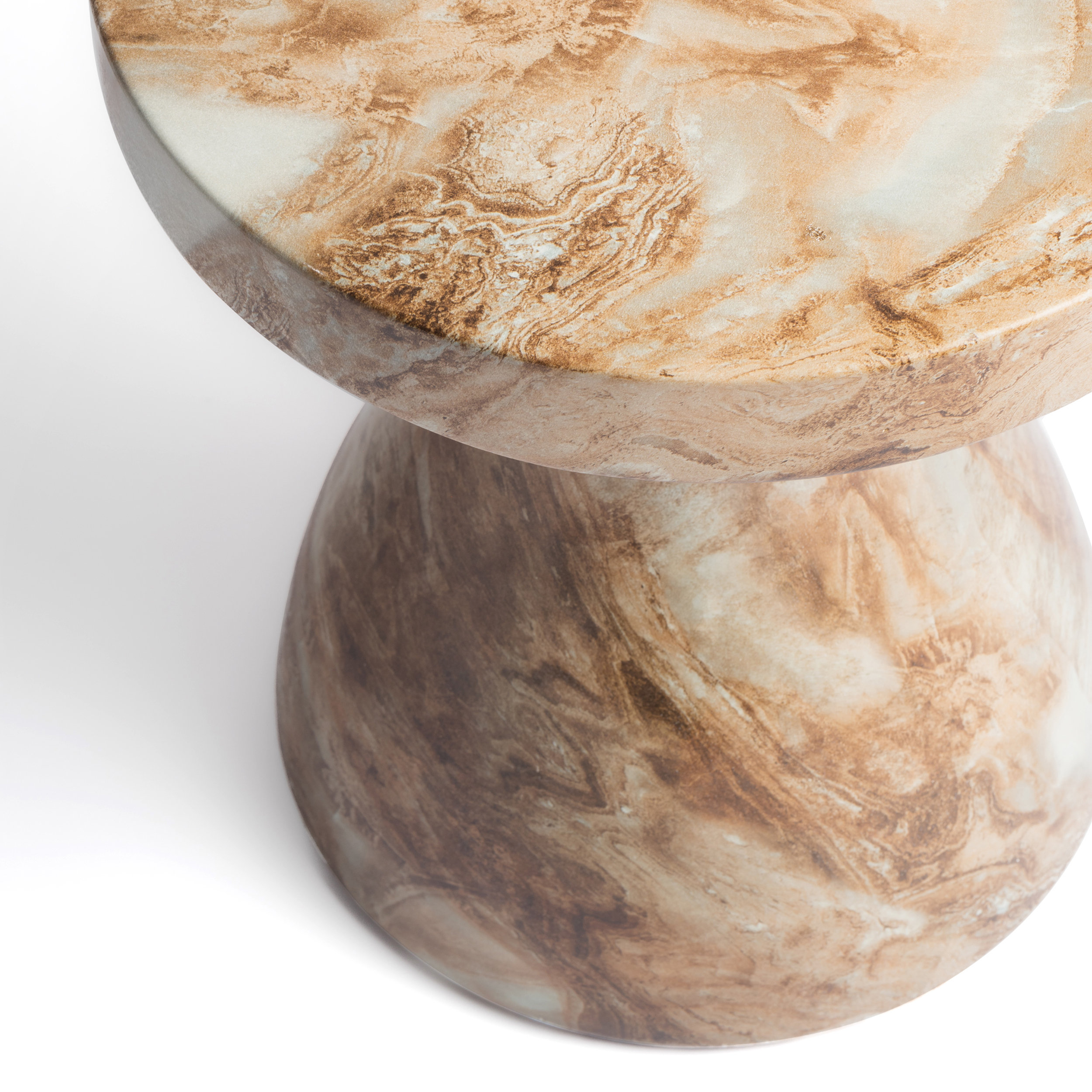Studio London Monia Stylish Indoor Outdoor Faux Marble End Table for Living Room, Onyx Brown