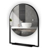 Roche Backlit LED Round Mirror With Shelf, 24"x29.5"