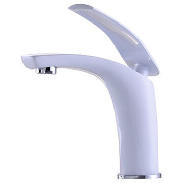 Saragozza Deck Mounted LED Single Handle Bathroom Faucet, White