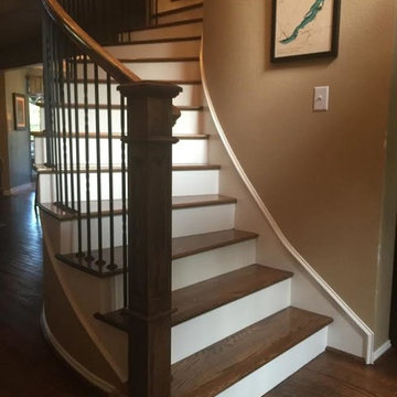 Double Oak - Wood Stairs/Iron Railings