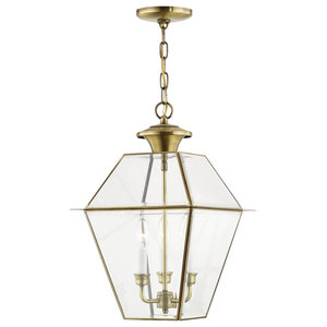 4.25 inches, Kichler 15500CBR Kichler 15500CBR Transitional One Light Hanging Lantern from No Family Collection in Brass Finish