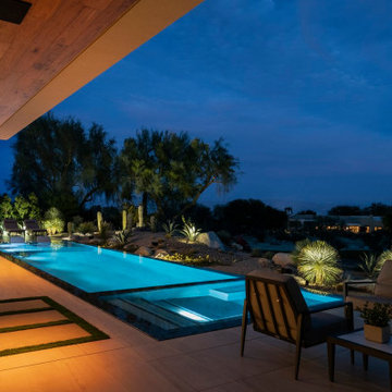 Bighorn Palm Desert resort style modern home backyard swimming pool