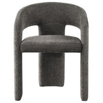 Meridian Furniture - Rendition Plush Fabric Upholstered Dining Chair, Grey - Make guests do a double take when you seat them in this fabulous Rendition fabric dining chair. This lovely chair is as eye-catching as it is modish and fun, with a curved back that supports your body so you can relax and unwind while you dine. Soft grey plush fabric is welcoming and soft, and a frame made from iron retains impeccable durability to hold up to long-term use.