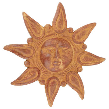 Star Clay Sun-Hand Painted-Garden-Handmade-15 inches, Red